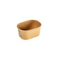 The Duni GmbH cardboard box BRICK MINI 250 ml made of brown FSC/PLA cardboard (108x80x50 mm) has slightly curved sides and a green print on one side. The photo shows it on a white background. Pack of 60 pieces.