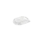 A transparent, rectangular rPET lid (BRICK MINI 150/250 ml, 113x86x11 mm) made of recycled PET by Duni GmbH, depicted on a white background. The package contains 50 pieces.