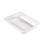 A transparent, rectangular PP tray Caterline 1 (227x178x40 mm) from Duni GmbH with raised edges and rounded corners is presented on a white background - an ideal packaging solution. Package: 216 pieces.