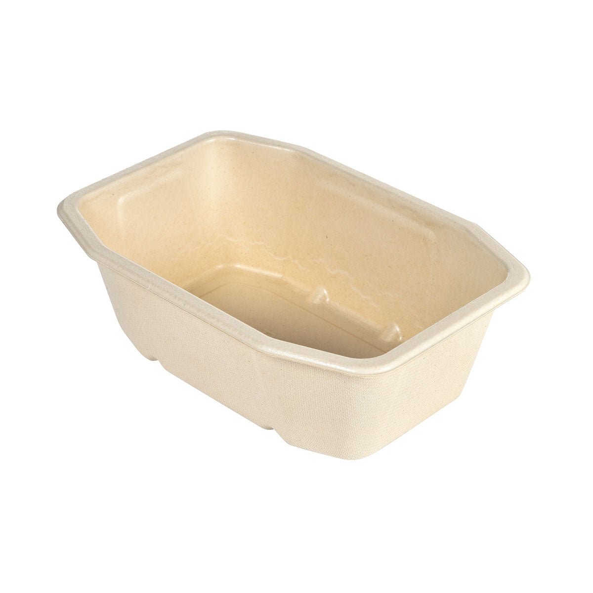 The HMR Fibretray/PLA 1-comp 215x148x70 mm from Duni GmbH is a brown disposable food packaging made from coated bagasse - environmentally friendly, with slightly rounded corners, available in a pack of 300 pieces.