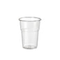The glass, PLA, fill line Transparent PLA cup from Duni GmbH is a clear plastic cup with a smooth, glass-like surface and a slightly flared rim, depicted empty on a white background.
