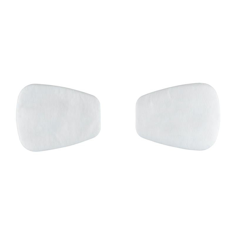 Two white, trapezoidal 3M™ Particle Filters 5925, P2 from 3M Deutschland GmbH are depicted side by side on a plain white background - ideal for protection against dust. The package contains 10 pairs/pack (1 piece).