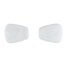 Two white, trapezoidal 3M™ Particle Filters 5925, P2 from 3M Deutschland GmbH are depicted side by side on a plain white background - ideal for protection against dust. The package contains 10 pairs/pack (1 piece).