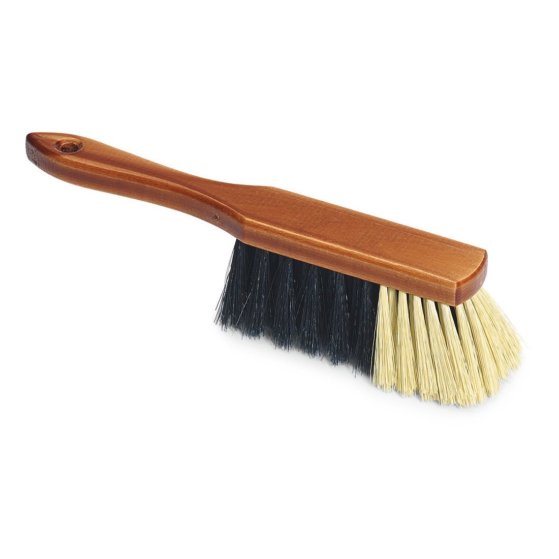 The Nölle Profi Brush hand broom 30 cm has a wooden handle and two bristle sections (dark and light) for cleaning. From Nölle Profi Brush Brush & Paintbrush Technology e.K., depicted isolated on a white background.