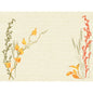 A beige textured background with simple botanical art - yellow and green stems on the left, red stems on the right - leaves the center empty. Ideal motif for Dunicel sets 30x40 from Duni GmbH.