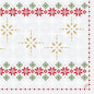The napkins 40x40 4-ply Classic Tradition by Duni GmbH have red and green geometric floral borders, golden snowflakes in the center, and a background of white snowflakes. Pack (50 pieces).