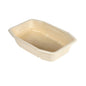 The HMR Fibretray/PE 1-comp (215x148x40 mm) from Duni GmbH is a brown, coated bagasse disposable tray with raised edges - compostable, sustainable, and ideal for eco-friendly enjoyment. Package: 320 pieces.