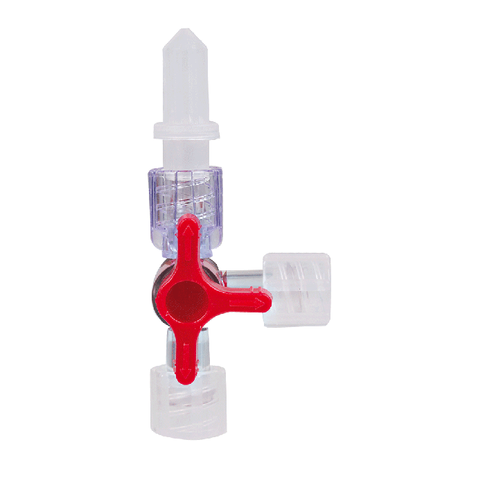 Red three-way valve