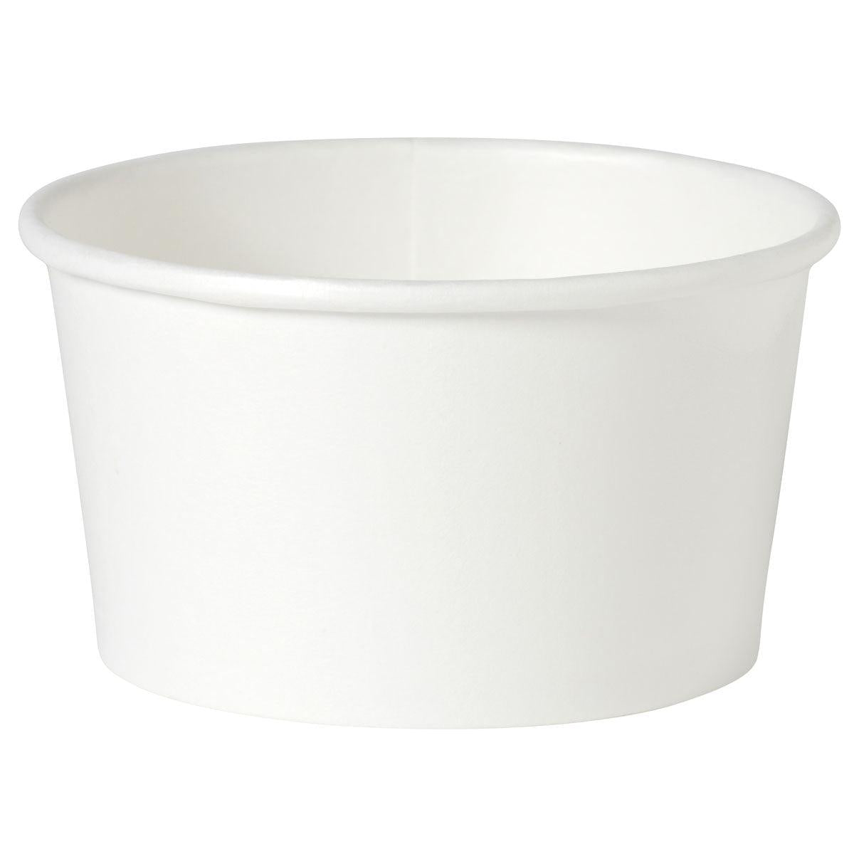 A simple, white Basic White Soup Cup Cardboard/PE from Duni GmbH is presented against a white background. The empty cup has a slightly flared rim, ideal for enjoying soups on the go.