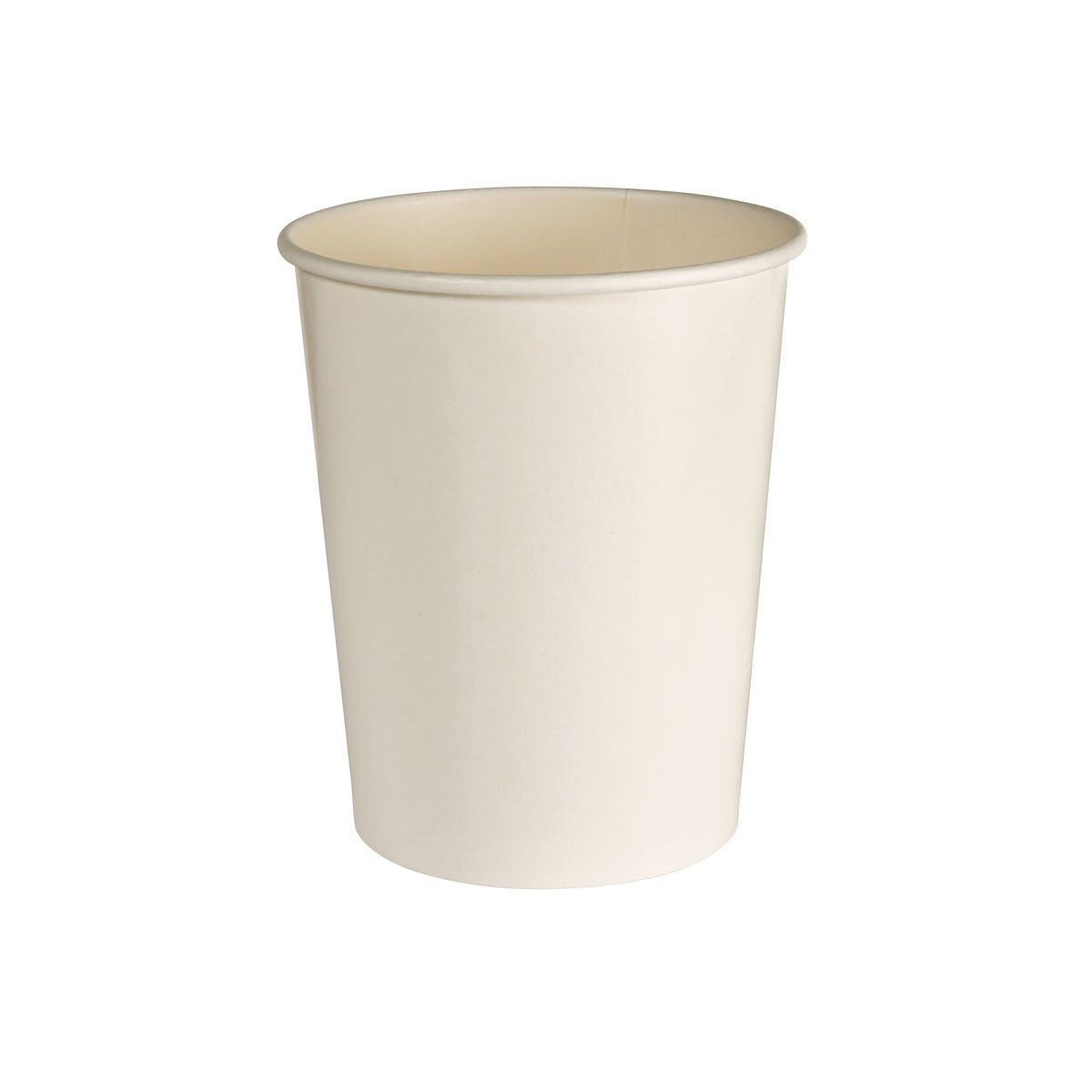 A Basic White Soup Cup Cardboard/PE from Duni GmbH is depicted upright and empty against a white background - perfect for soups on the go.