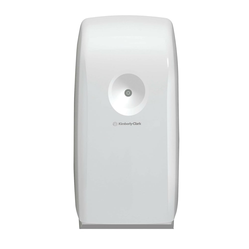 The Aquarius™ air freshener from Kimberly-Clark GmbH is a white, wall-mounted dispenser with a sleek design that complements any room air system for a clean, fresh environment.