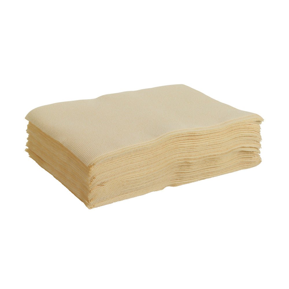 A stack of white Kimtech® Auto Primary Tack Wipes from Kimberly-Clark GmbH, ideal for vehicle preparation, is neatly folded on a white background; each box contains 4 bags with 100 flat sheets.