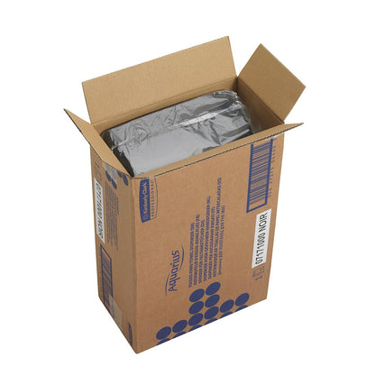 An open Aquarius™ dispenser for folded towels - Interfold by Kimberly-Clark GmbH in black, packaged in a box with blue graphics, ideal as a dispenser for folded or interfold towels.