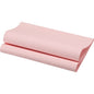 A folded sheet of light pink, textured paper resembling the Bio-Dunisoft napkins 40 x 40 cm 1/4 fold from Duni GmbH stands against a white background. The biodegradable napkin has a visible grain and clear edges - ideal for the elegantly set table.