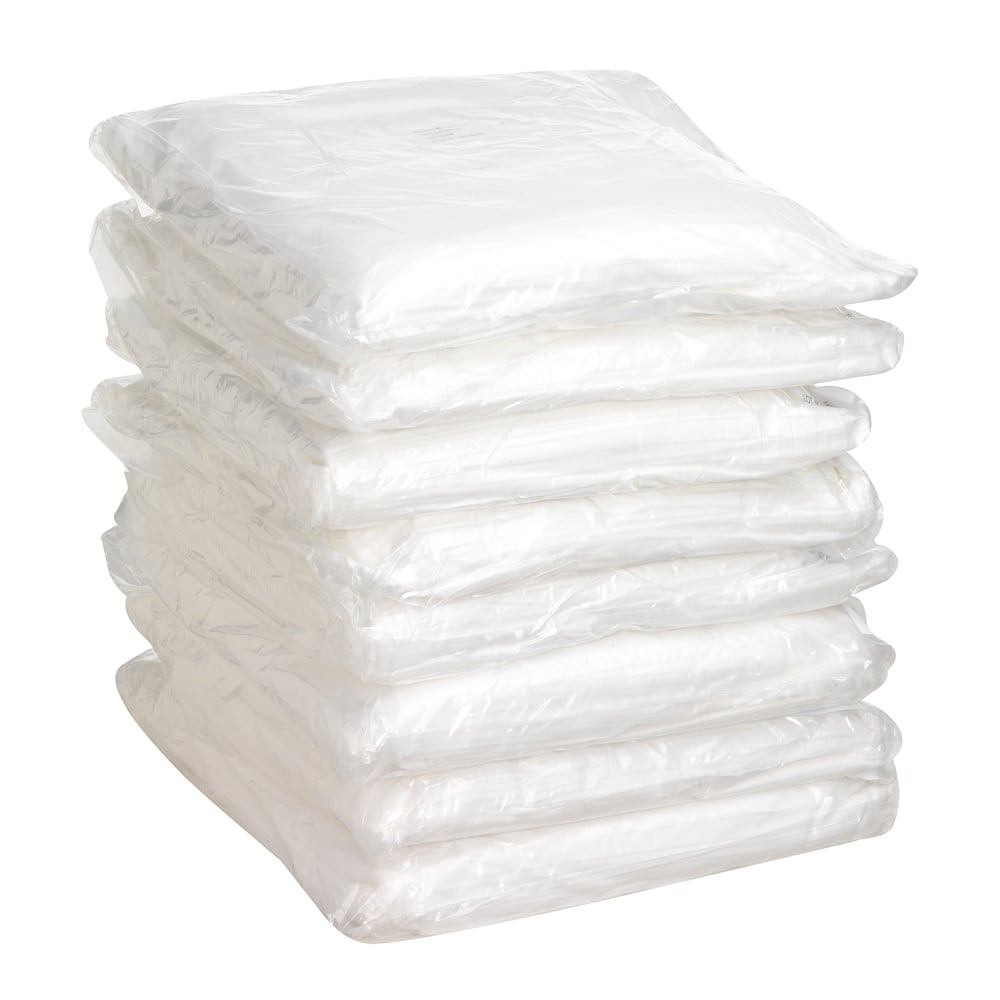 Eight packages of Kimtech® Polyester - flat cloth from Kimberly-Clark GmbH (White/Large, 8x50 sheets) are stacked in two columns and four rows on a solid white background.