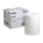 A large white roll of Kimtech® polishing cloths (refill pack, 300 sheets) lies next to the rectangular box with the product details and the Kimberly-Clark GmbH logo.