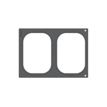 A rectangular gray frame by Duni GmbH, cassette DF 10/DF20 for Brick Medium (2-use), with two round cutouts next to each other, "19255" printed vertically on the left edge and two small circular holes on the right side.