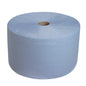 The WypAll® L30 large roll from Kimberly-Clark GmbH in blue with 750 sheets is ideal for industrial cleaning tasks, as it is particularly absorbent. Presented on a white background.