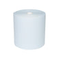 A large WypAll® L10 paper wipe for surfaces large roll (38.00 cm x 32.50 cm) by Kimberly-Clark GmbH stands upright against a white background - ideal for surface cleaning thanks to its extra wide, cylindrical shape with visible hollow core.
