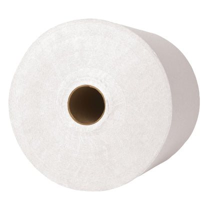 The Scott® hand towel roll (304.00 m x 19.80 cm) from Kimberly-Clark GmbH is a large, white industrial towel roll with a brown cardboard core, depicted from above on a plain white background.