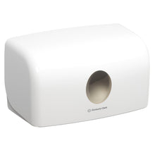 The Aquarius™ dispenser for folded towels (white, small) from Kimberly-Clark GmbH offers hygienic towel removal through its modern design and central opening.