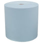 A large, extra-wide blue WypAll® L30 paper wipe large roll from Kimberly-Clark GmbH stands upright against a plain white background - ideal for demanding industrial cleaning tasks, with 1 roll of 670 sheets.