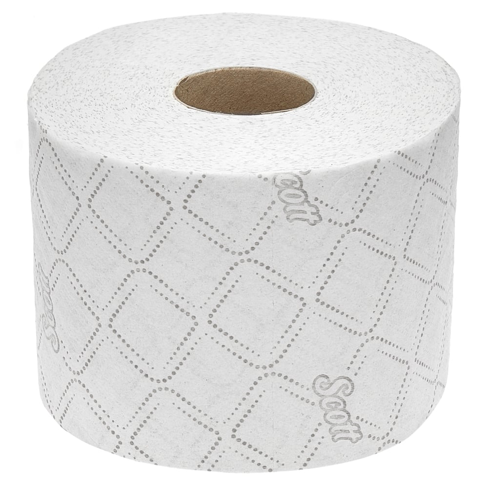 Scott® Control™ toilet paper from Kimberly-Clark GmbH: 6 packs with 6 white rolls, 350 sheets, diamond pattern, "Scott" print, for comfort and hygiene. Photographed unused on a white background.