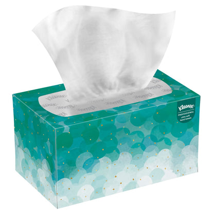 A pack of 70 white Kleenex® Ultra™ Interfold Hand Towels from Kimberly-Clark GmbH, ideal for hygienic hands in any setting - compact, practical, and easy to pull from the top opening.