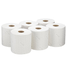 Six rolls of WypAll® L20 paper wipes for maintenance work from Kimberly-Clark GmbH (white, 6 x 400 sheets) are neatly arranged in two rows of three and show a subtle herringbone pattern on a white background.