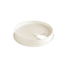 An eco-friendly, white cardboard lid from Duni GmbH for cups (35/47/59 cl) with a rectangular drinking opening, pack of 40 pieces, photographed against a white background.