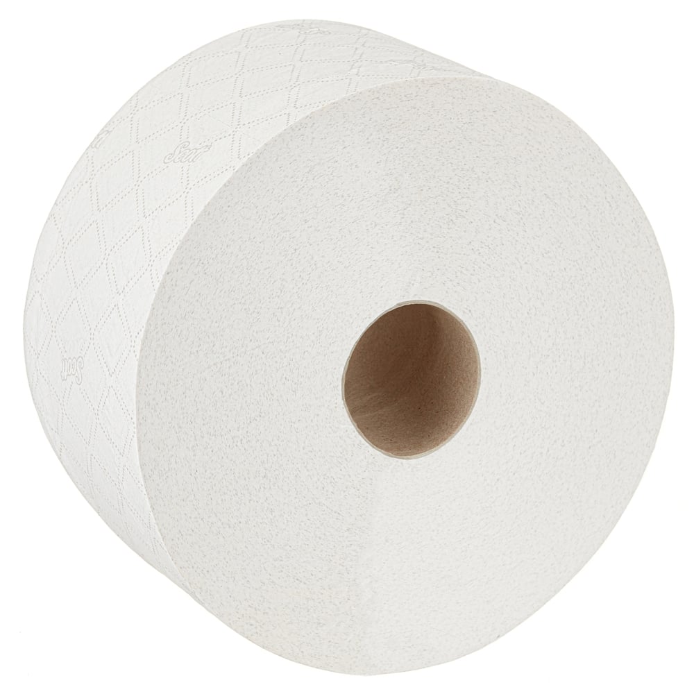 A 314m Scott® Control™ toilet paper (central dispensing) from Kimberly-Clark GmbH with diamond embossing and a cardboard core is shown on a white background. Package: 6 rolls x 1280 sheets, white.