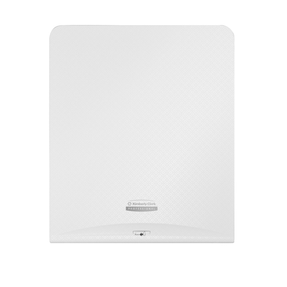 The Kimberly-Clark Professional™ Icon™ Dispenser Faceplate - eHRT (33.02 x 37.47 x 3.18 cm) by Kimberly-Clark GmbH provides a stylish hygiene solution in any washroom with its subtle texture and logo.