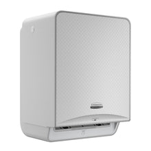 The Kimberly-Clark Professional™ Icon™ Electronic No Touch - Loose Module - Roll / Silver Mosaic from Kimberly-Clark GmbH is a wall-mounted, touchless paper towel dispenser with a textured silver mosaic front and a bottom opening for towel dispensing.