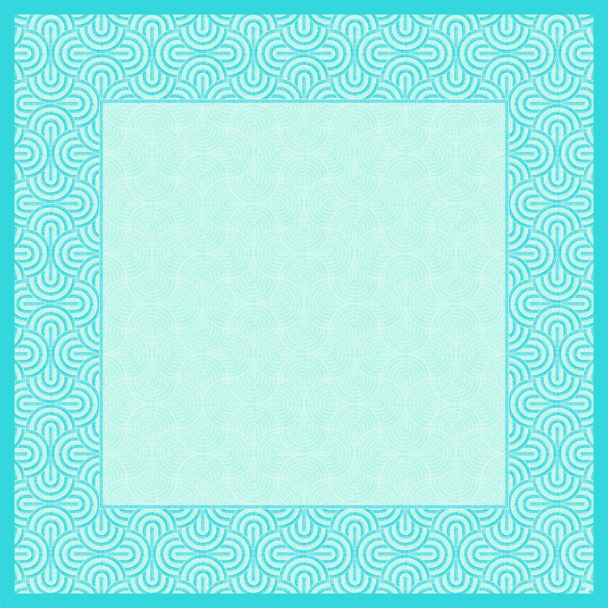 A square Dunicel table cover (84x84cm) from Duni GmbH, Breeze mint blue: white/mint swirled edge, delicate light cyan swirl center. Ideal for spring-like table decoration; without text or images. Pack of 20 pieces.