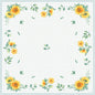 The Dunicel tablecloth 84x84 Sunflower day 20P. from Duni GmbH has a grid-like background with yellow sunflowers and green leaves at the edge, giving your table a festive touch. The package contains 20 decorative napkins.