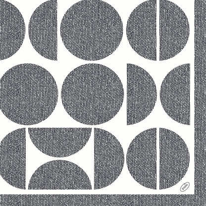 A striking geometric pattern of black circles and semicircles with crosshatching adorns the Dunisoft napkins 40 x 40 cm 1/4 fold by Duni GmbH, black bordered for modern flair.