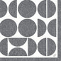 A striking geometric pattern of black circles and semicircles with crosshatching adorns the Dunisoft napkins 40 x 40 cm 1/4 fold by Duni GmbH, black bordered for modern flair.