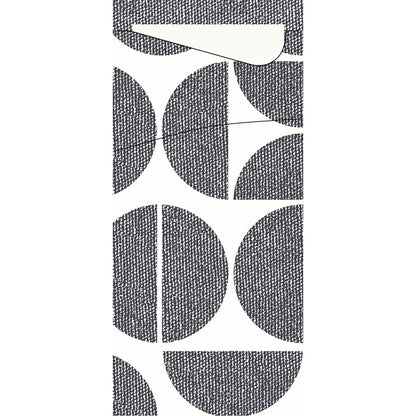 A grid of black and white, textured semicircles and quarter circles on a white background reminiscent of the softness of the Sacchetto Zelltuch 190 x 85 mm by Duni GmbH, with a cream-colored solid shape at the top.
