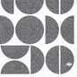 The Duni GmbH Zellt.Serv.33x33 3-ply 1/4 forms show black textured circles, semicircles, and quarter circles on white, a woven design and an oval "DUNI" logo, versatile in use. Size: 33x33 cm. Package: 250 napkins.