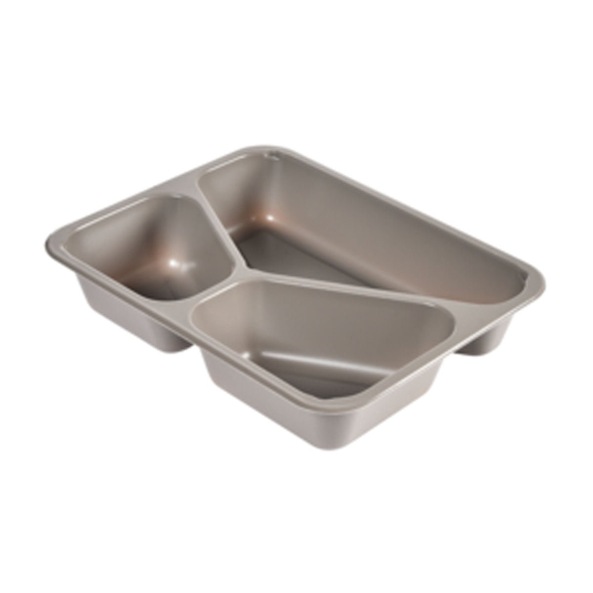 The CPET Tray 3 Grey CPET 225x175x43 from Duni GmbH is a grey, rectangular tray with three compartments - ideal for food packaging. The package contains 300 pieces.