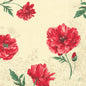 Vintage hand-painted Monique Design: large red flowers with green leaves on a beige, delicate floral background. Duni GmbH Zellt napkins, 3-ply, 40x40 cm, pack of 250 pieces.
