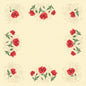The Dunicel table cover 84x84 cm Monique by Duni GmbH has a beige background with red and pink carnations and green leaves, forming a soft, eco-friendly floral border along the edges, leaving the center empty. Package (20 pieces).