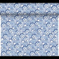 The Dunicel table runner Tête-à-Tête by Duni GmbH is a 24 m x 0.4 m roll with 20 sections and features a blue-white fan pattern for an inviting table decoration with marine themes.