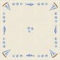 The Dunicel tablecloth 84x84 cm from Duni GmbH features the Tide design with blue sailboats, fish, and shells on beige - ideal for a maritime table decoration. Pack of 100 pieces - perfect for parties and events.