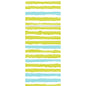 A vertical pattern of uneven yellow-green, aqua-blue, and white stripes with hand-drawn edges on white - perfect for the Duniletto-Slim 40x33cm by Duni GmbH. The stripe sequence repeats in the image.