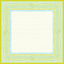 The Dunicel tablecloth 84x84 cm Elise Stripes by Duni GmbH is characterized by a stylish border of alternating blue, green, and yellow stripes around a cream-colored core, creating an elegant, textured look. Available in packs of 100 pieces.