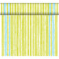 A roll of wallpaper with hand-painted longitudinal stripes in yellow, green, and light blue - perfect for creative table decorations or in combination with the Dunicel table runner Tête-à-Tête 24 m x 0.4 m by Duni GmbH.
