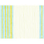A white background with vertical wave lines shows strong blue and green Elise Stripes on the left, continuous thin yellow-green lines, and a small white logo at the bottom right - ideal as paper placemats Elise Stripes 30x40 cm from Duni GmbH for stylish table decoration (250 pieces).