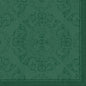 The Dunilin napkins 40 x 40 cm 1/4 fold by Duni GmbH feature a green, ornate floral and vine pattern with a decorative border on two edges and a slightly faded look - perfect for the set table.
