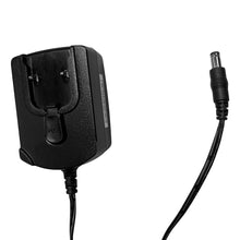 The Kimberly-Clark Professional™ Icon™ Power Adapter - AC/DC / Black - by Kimberly-Clark GmbH features a detachable plug, a DC connector, and a "PUSH" release mechanism, depicted against a white background to emphasize its professional design.